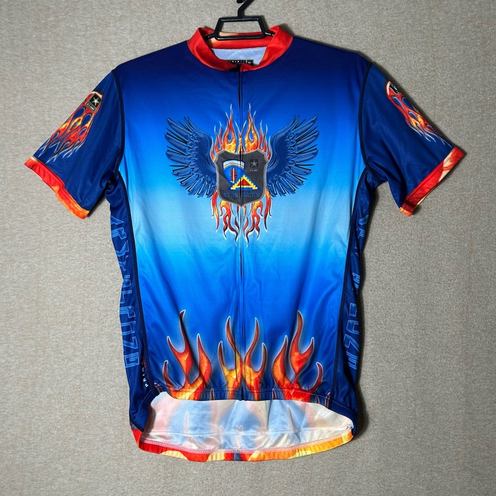 Primal US‎ Army Cycling Jersey Mens XL Short Sleeve Full Zip Stay Army Flames